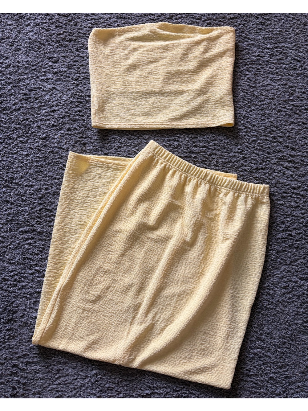 Fashion Nova Pale Yellow Two-Piece Skirt Set